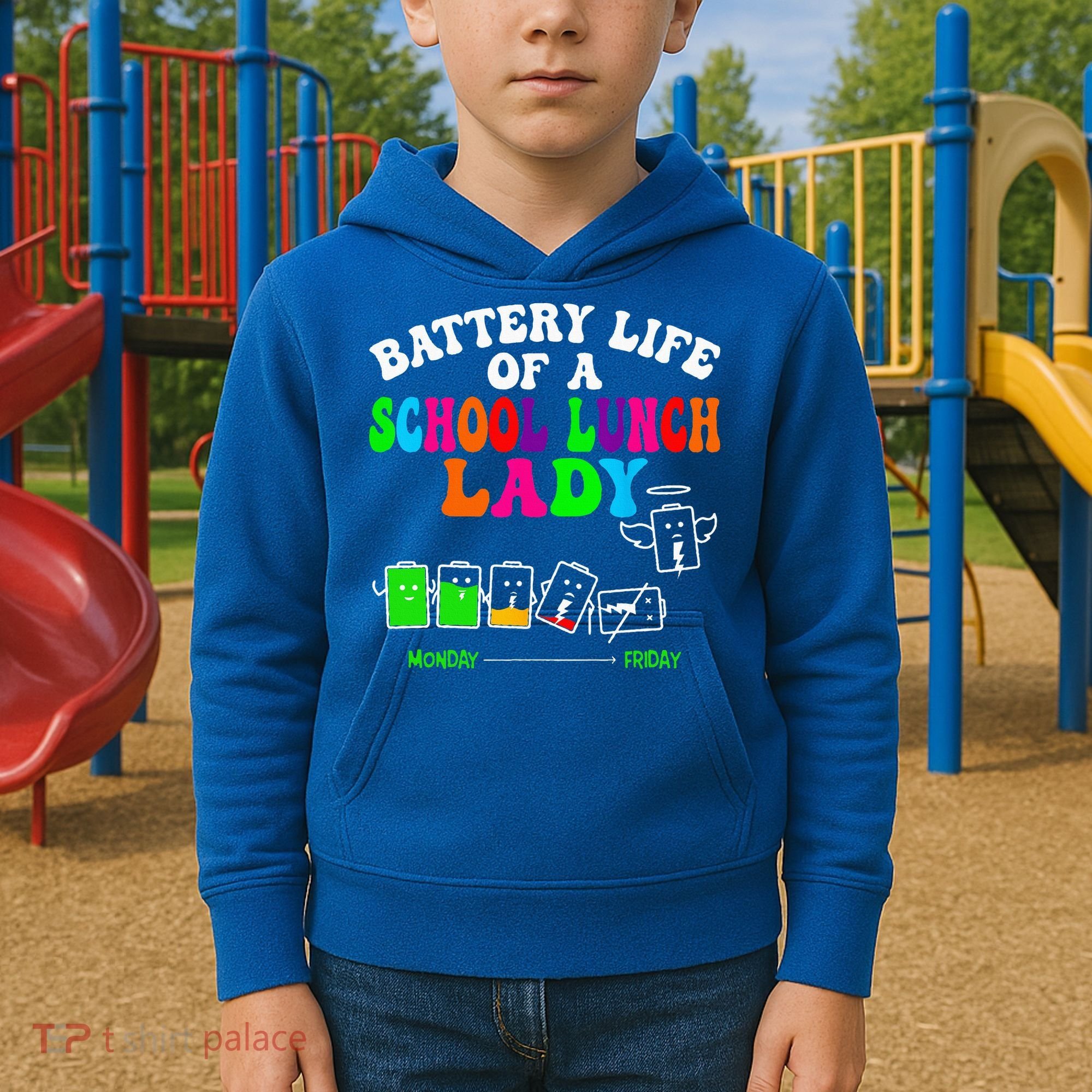 Lunch Lady Battery Cafeteria Food Preparation Assistant Kids Hoodie
