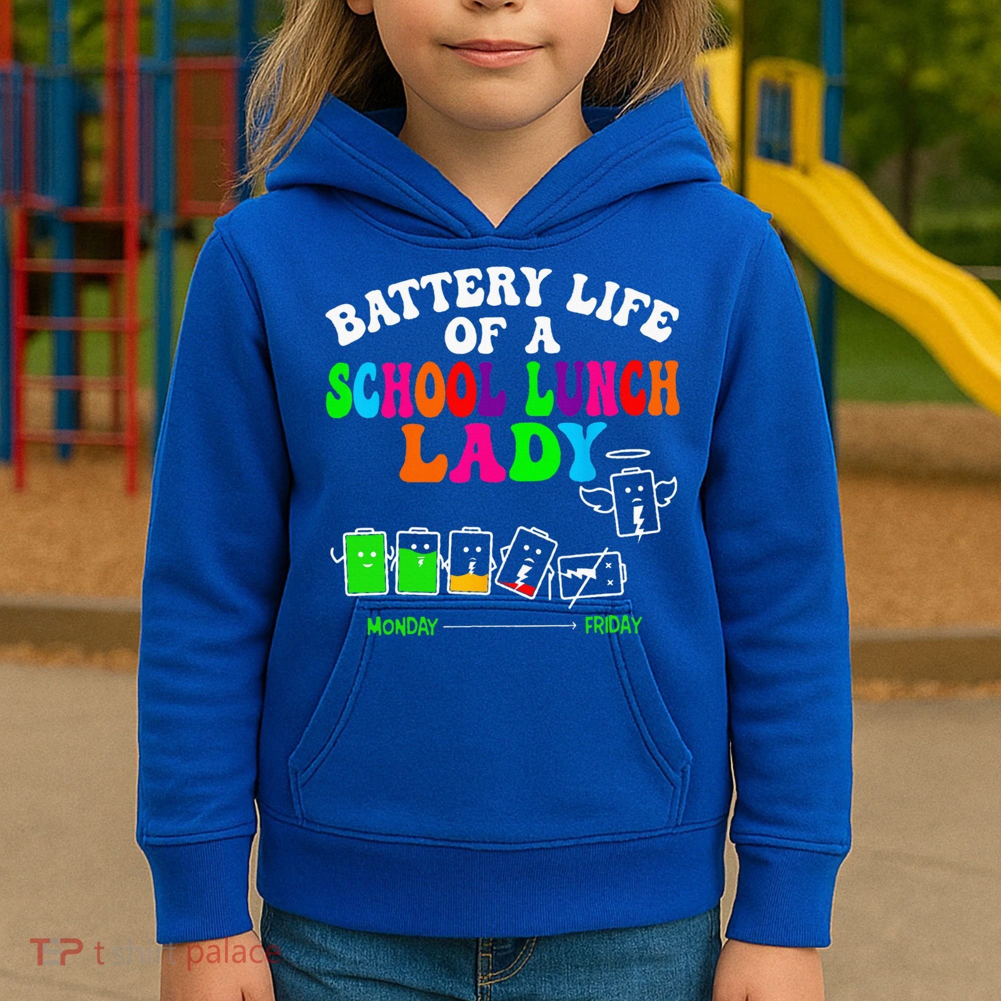 Lunch Lady Battery Cafeteria Food Preparation Assistant Kids Hoodie