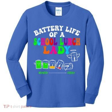 Lunch Lady Battery Cafeteria Food Preparation Assistant Kids Long Sleeve Shirt