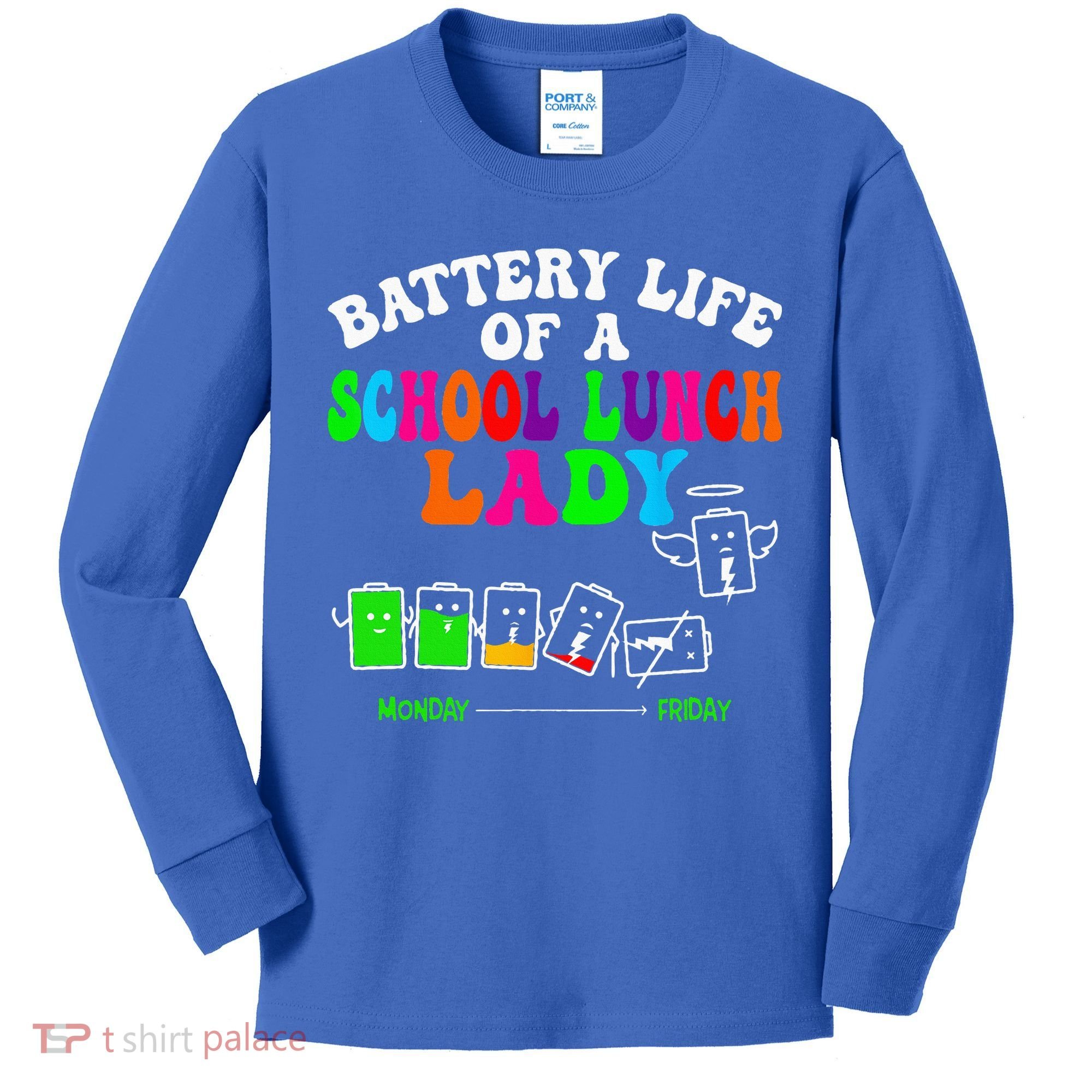 Lunch Lady Battery Cafeteria Food Preparation Assistant Kids Long Sleeve Shirt
