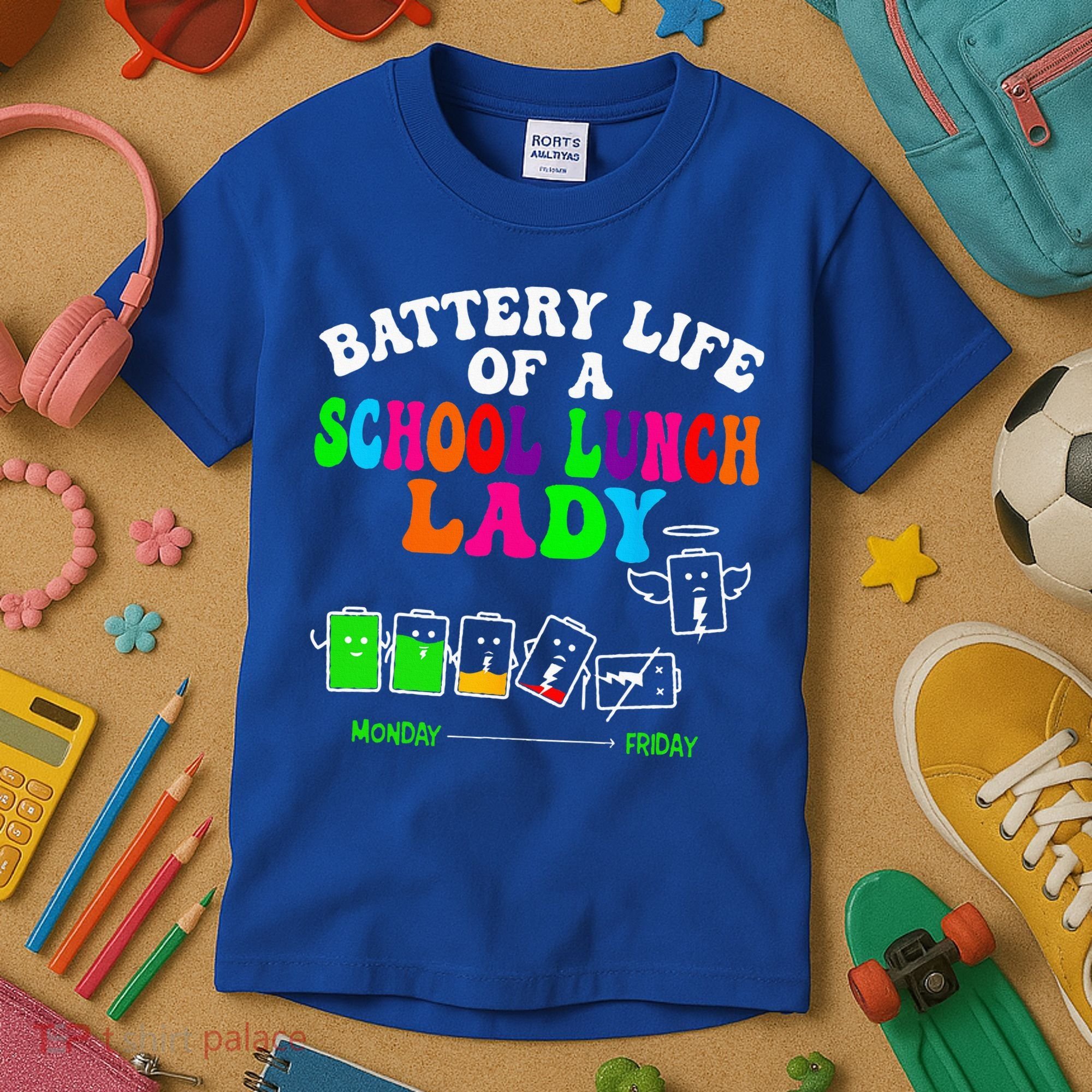Lunch Lady Battery Cafeteria Food Preparation Assistant Kids T-Shirt