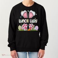 Lunch Lady Bunny Cute Easter Lunch Lady Easter Cafeteria Worker Lunch Women's Sweatshirt thumb 0