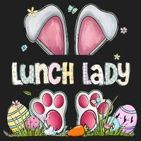 Lunch Lady Bunny Cute Easter Lunch Lady Easter Cafeteria Worker Lunch Women's Sweatshirt thumb 2