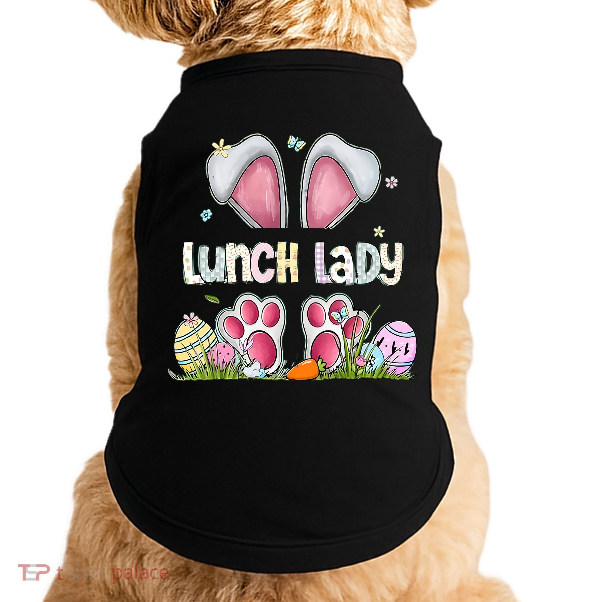 Lunch Lady Bunny Cute Easter Lunch Lady Easter Cafeteria Worker Lunch Doggie Tank
