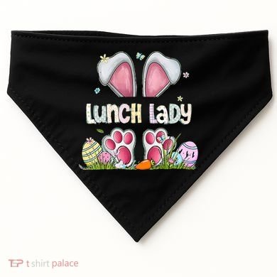 Lunch Lady Bunny Cute Easter Lunch Lady Easter Cafeteria Worker Lunch USA-Made Doggie Bandana