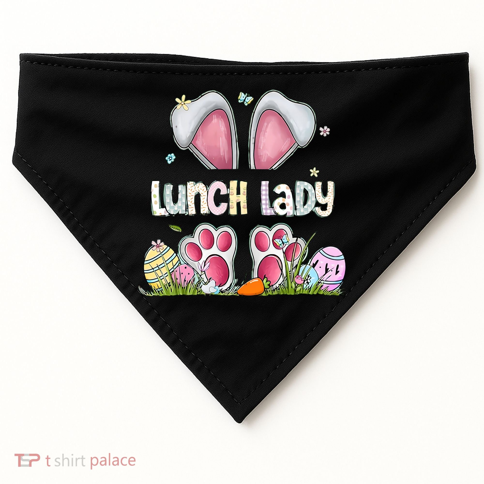 Lunch Lady Bunny Cute Easter Lunch Lady Easter Cafeteria Worker Lunch USA-Made Doggie Bandana
