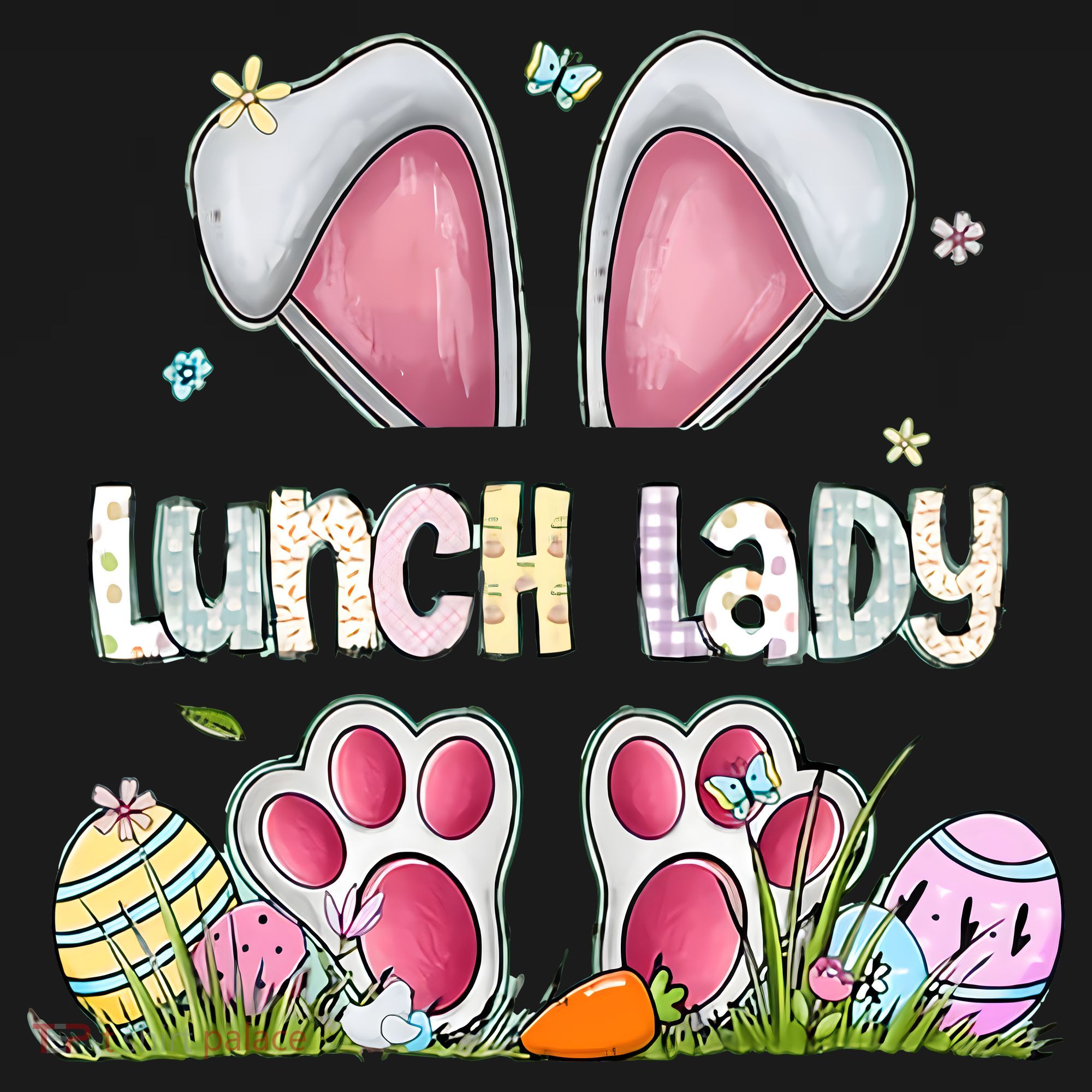 Lunch Lady Bunny Cute Easter Lunch Lady Easter Cafeteria Worker Lunch USA-Made Doggie Bandana