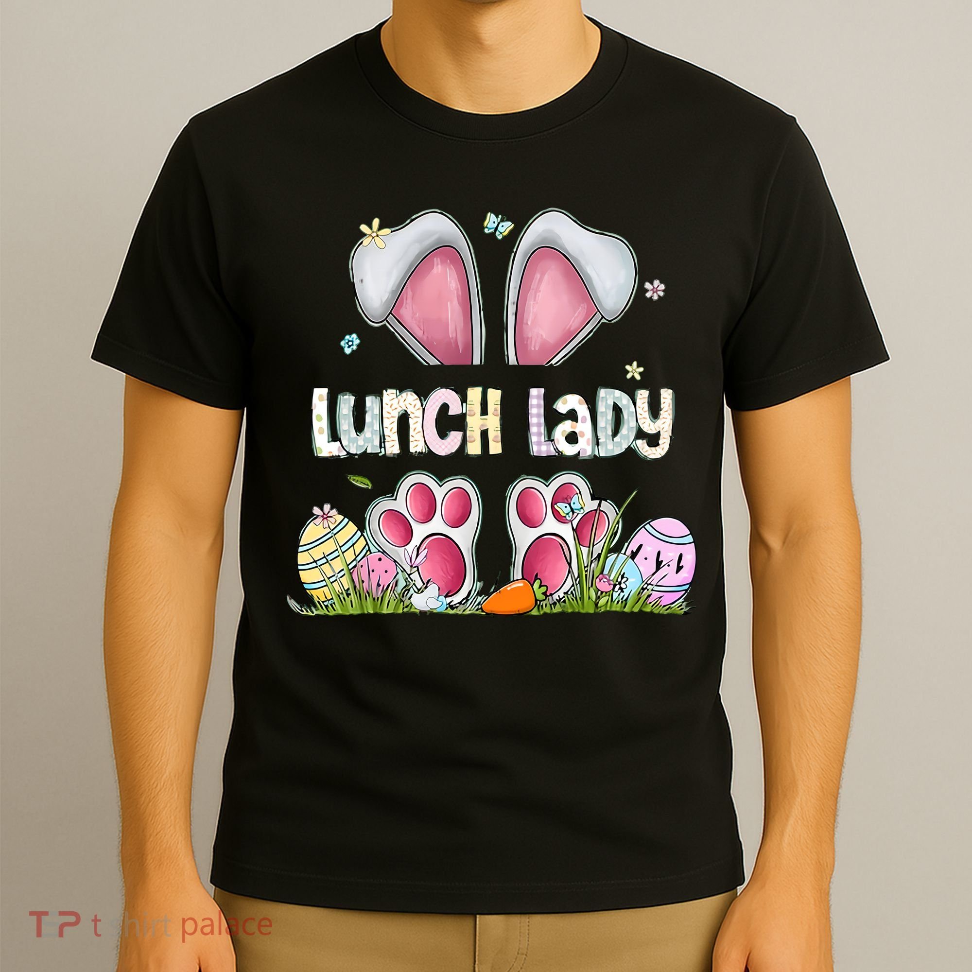 Lunch Lady Bunny Cute Easter Lunch Lady Easter Cafeteria Worker Lunch T-Shirt