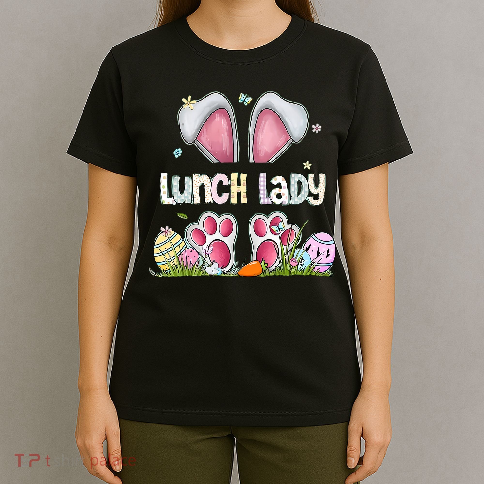 Lunch Lady Bunny Cute Easter Lunch Lady Easter Cafeteria Worker Lunch T-Shirt