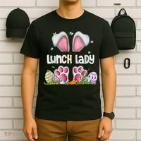 Lunch Lady Bunny Cute Easter Lunch Lady Easter Cafeteria Worker Lunch T-Shirt thumb 6