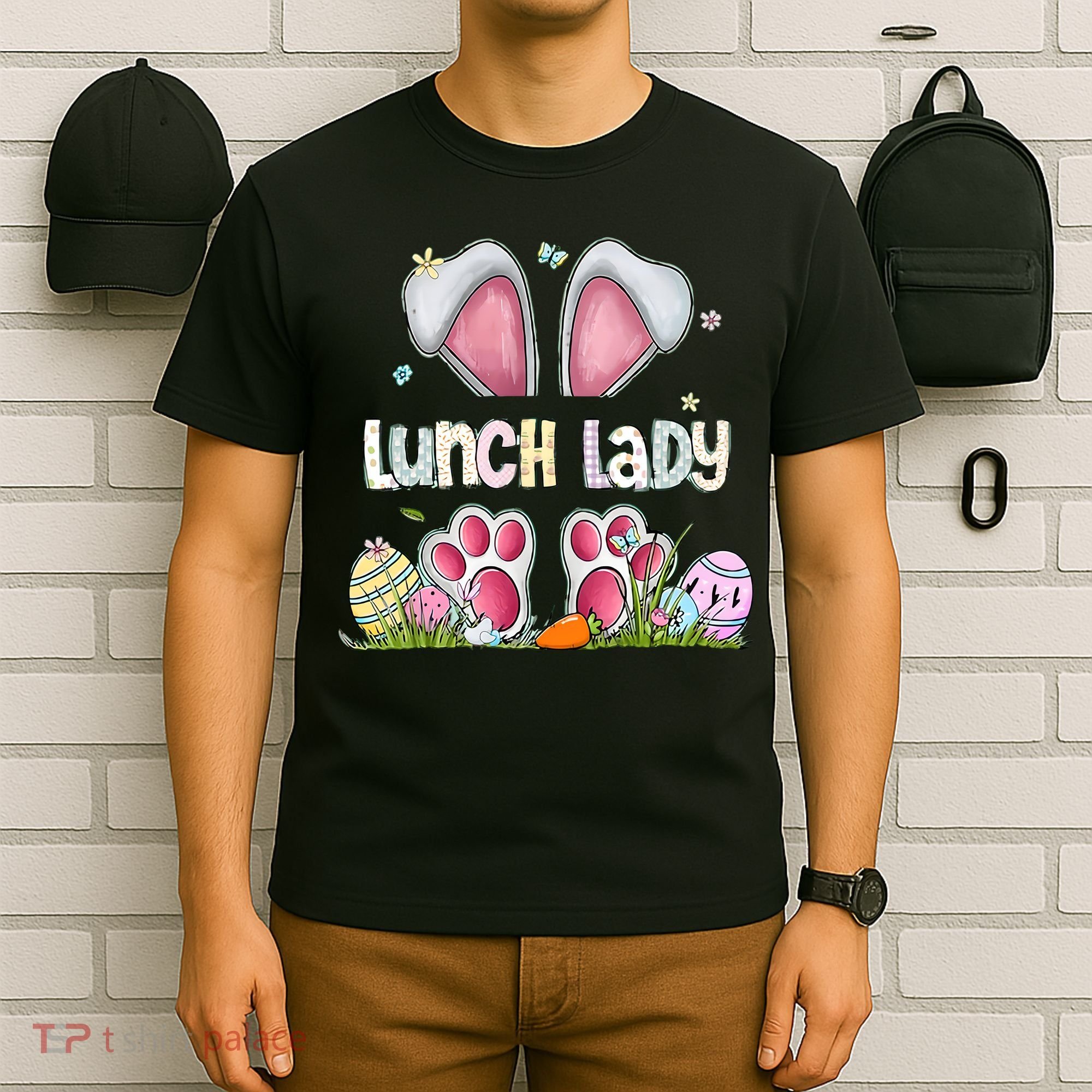 Lunch Lady Bunny Cute Easter Lunch Lady Easter Cafeteria Worker Lunch T-Shirt