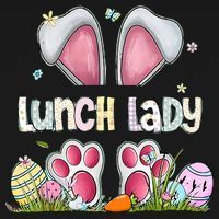Lunch Lady Bunny Cute Easter Lunch Lady Easter Cafeteria Worker Lunch Button thumb 1