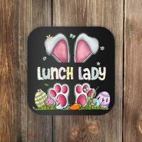 Lunch Lady Bunny Cute Easter Lunch Lady Easter Cafeteria Worker Lunch Coaster thumb 0