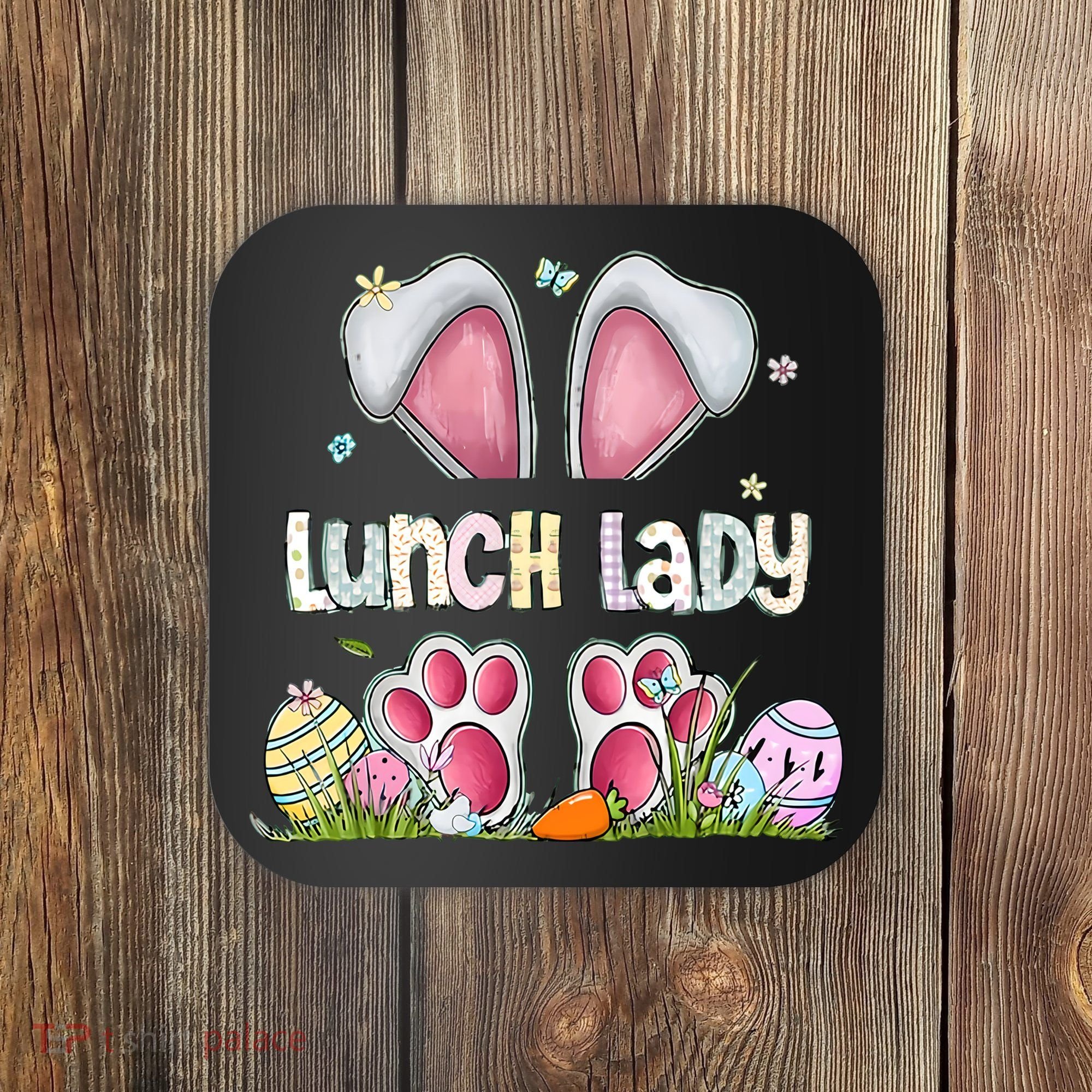 Lunch Lady Bunny Cute Easter Lunch Lady Easter Cafeteria Worker Lunch Coaster