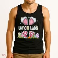 Lunch Lady Bunny Cute Easter Lunch Lady Easter Cafeteria Worker Lunch Tank Top thumb 3