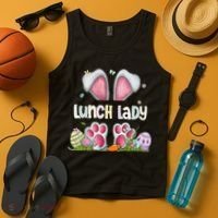 Lunch Lady Bunny Cute Easter Lunch Lady Easter Cafeteria Worker Lunch Tank Top thumb 4