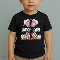 Lunch Lady Bunny Cute Easter Lunch Lady Easter Cafeteria Worker Lunch Toddler T-Shirt thumb 2