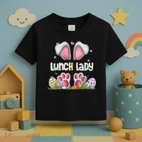 Lunch Lady Bunny Cute Easter Lunch Lady Easter Cafeteria Worker Lunch Toddler T-Shirt thumb 3