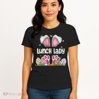 Lunch Lady Bunny Cute Easter Lunch Lady Easter Cafeteria Worker Lunch Women's T-Shirt thumb 4