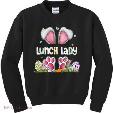 Lunch Lady Bunny Cute Easter Lunch Lady Easter Cafeteria Worker Lunch Kids Sweatshirt