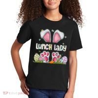 Lunch Lady Bunny Cute Easter Lunch Lady Easter Cafeteria Worker Lunch Kids T-Shirt thumb 2