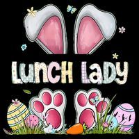 Lunch Lady Bunny Cute Easter Lunch Lady Easter Cafeteria Worker Lunch Kids T-Shirt thumb 4
