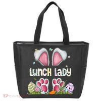 Lunch Lady Bunny Cute Easter Lunch Lady Easter Cafeteria Worker Lunch Tote Bag thumb 0