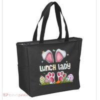 Lunch Lady Bunny Cute Easter Lunch Lady Easter Cafeteria Worker Lunch Tote Bag thumb 2
