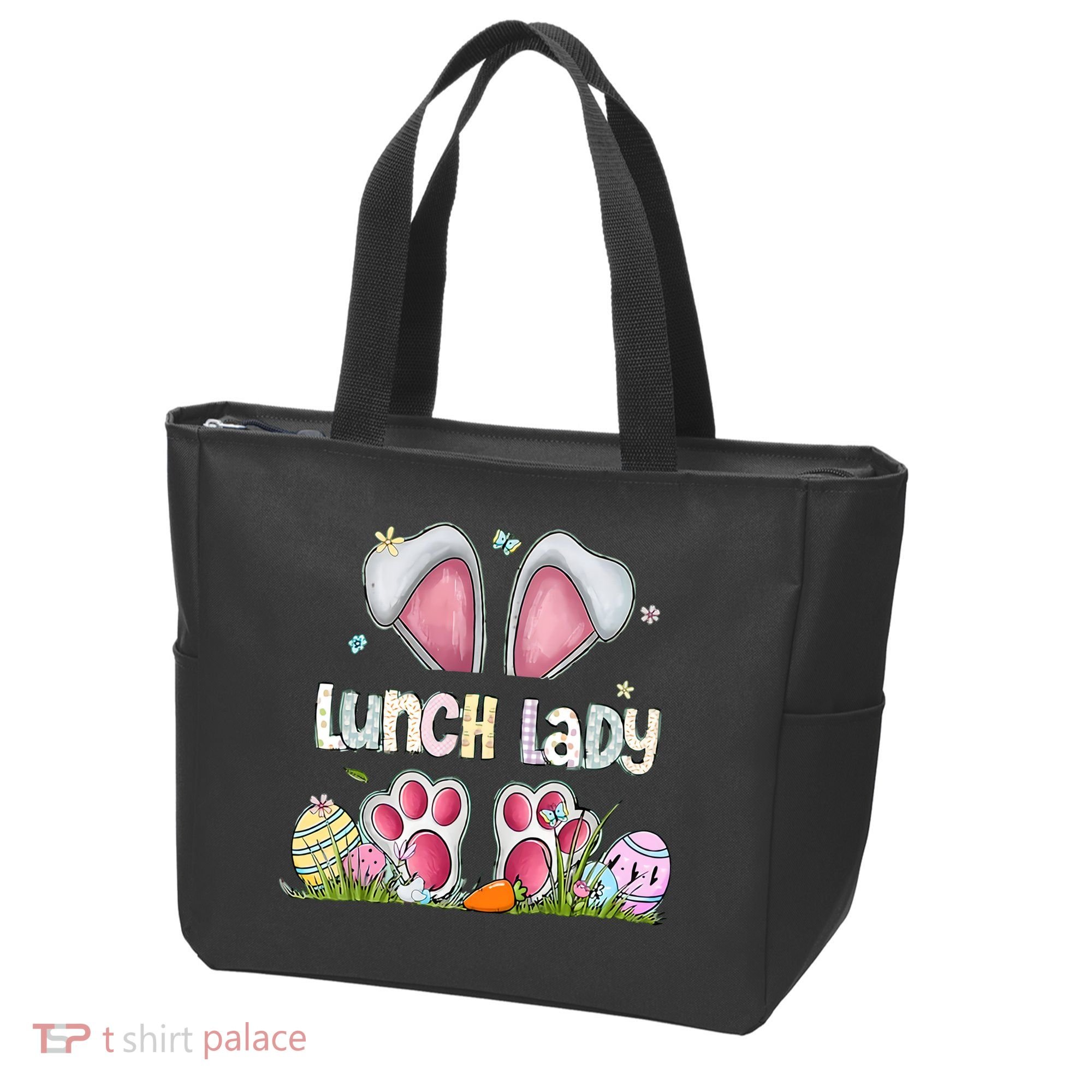 Lunch Lady Bunny Cute Easter Lunch Lady Easter Cafeteria Worker Lunch Tote Bag