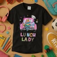 Lunch Lady Cute Truck Lunch Ladies Squad Cafeteria Crew Kids T-Shirt thumb 3