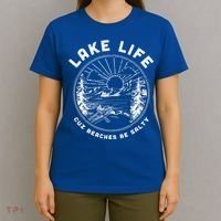 Lake Life Cuz Beaches Be Salty Retro Vintage Lake Mode Gift T-Shirt thumb 4