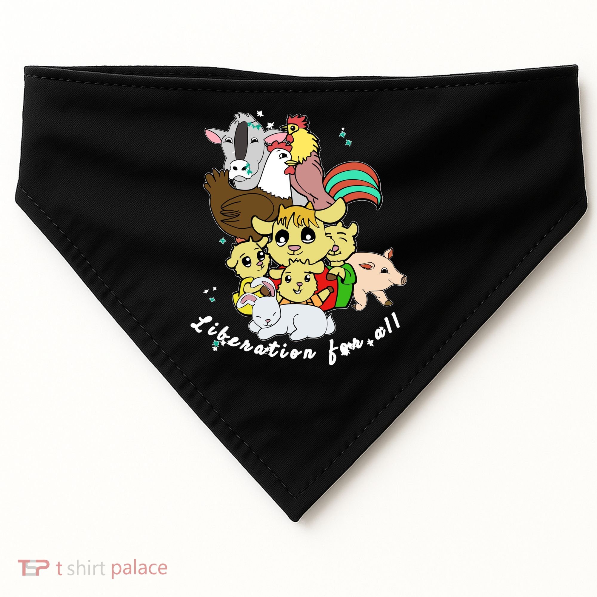 Liberation Ll Cute Farm Animals Vegan Vegetarian Love Gift USA-Made Doggie Bandana
