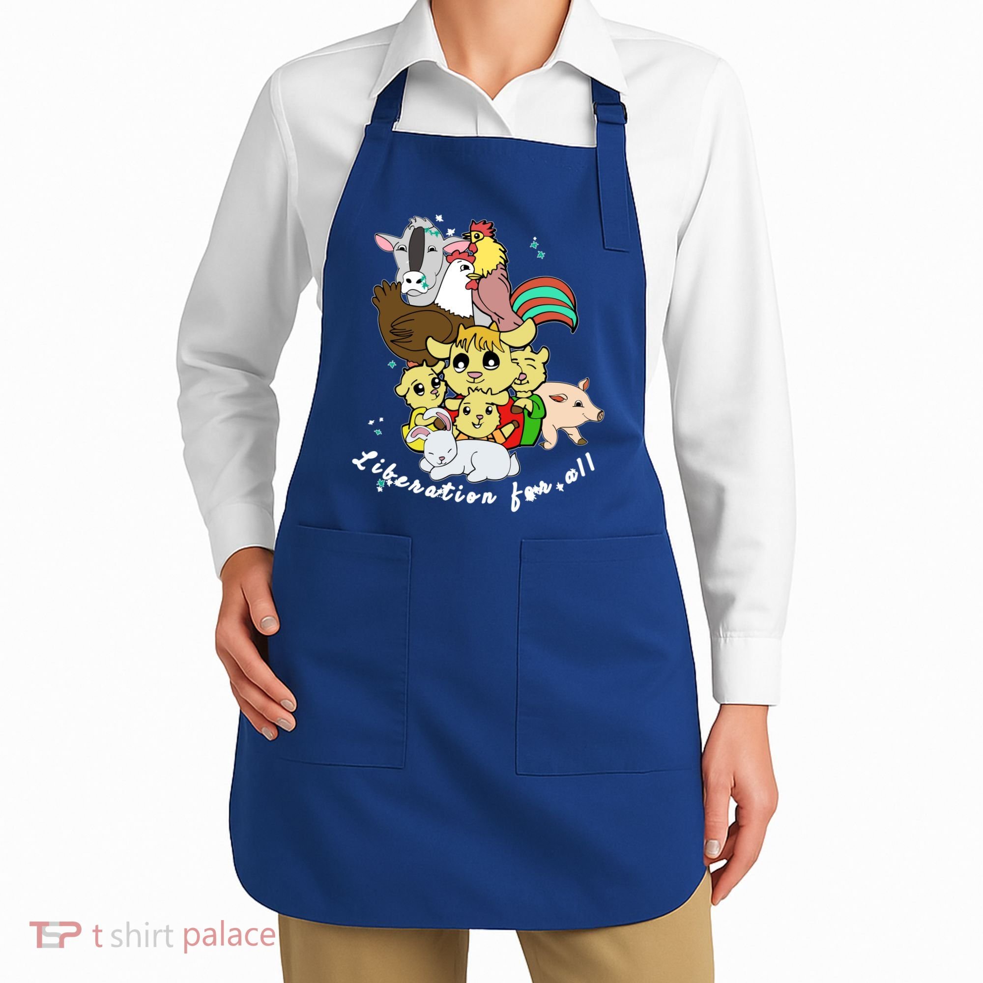 Liberation Ll Cute Farm Animals Vegan Vegetarian Love Gift Apron