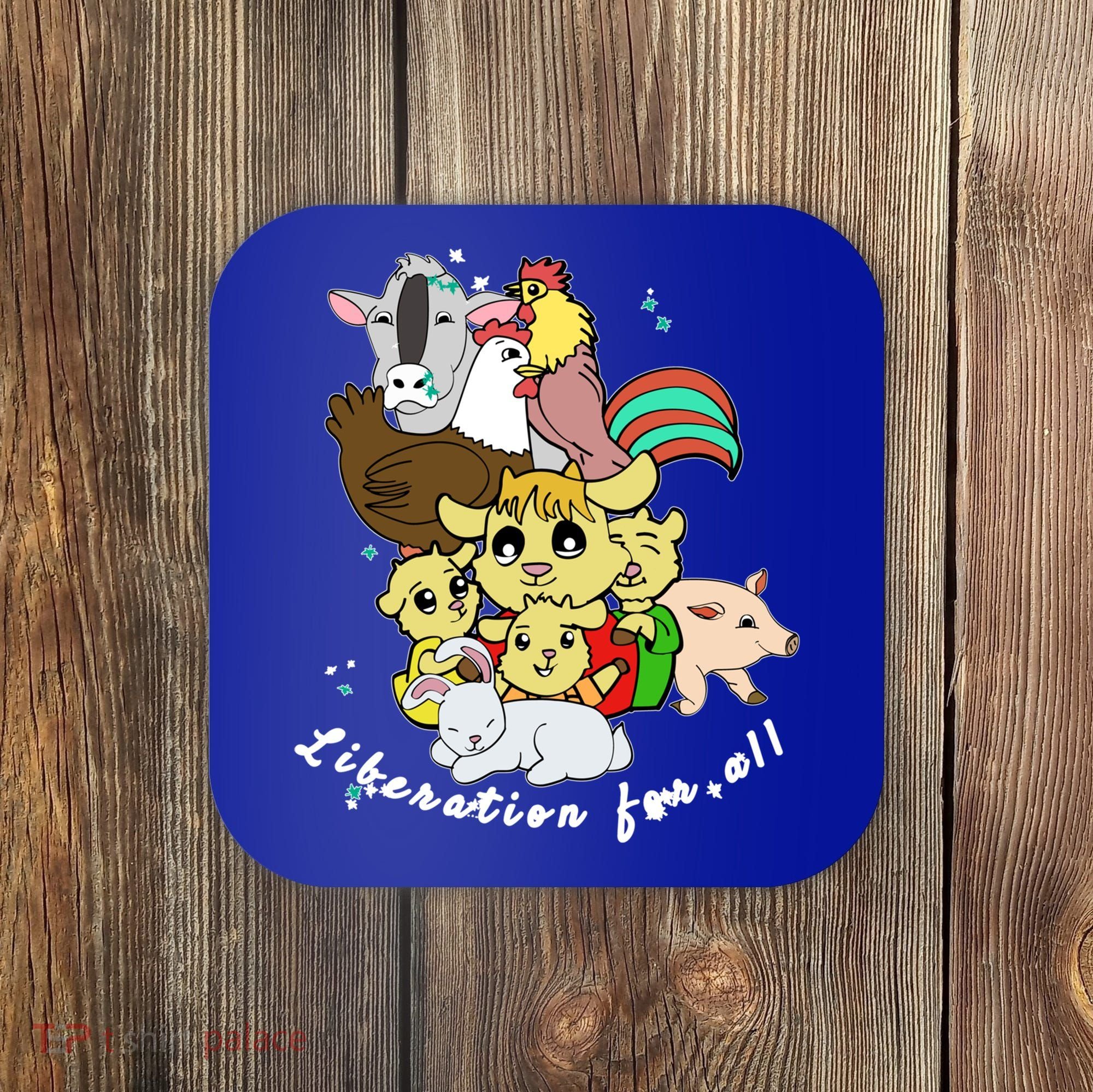 Liberation Ll Cute Farm Animals Vegan Vegetarian Love Gift Coaster