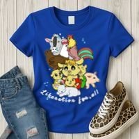 Liberation Ll Cute Farm Animals Vegan Vegetarian Love Gift Women's T-Shirt thumb 3