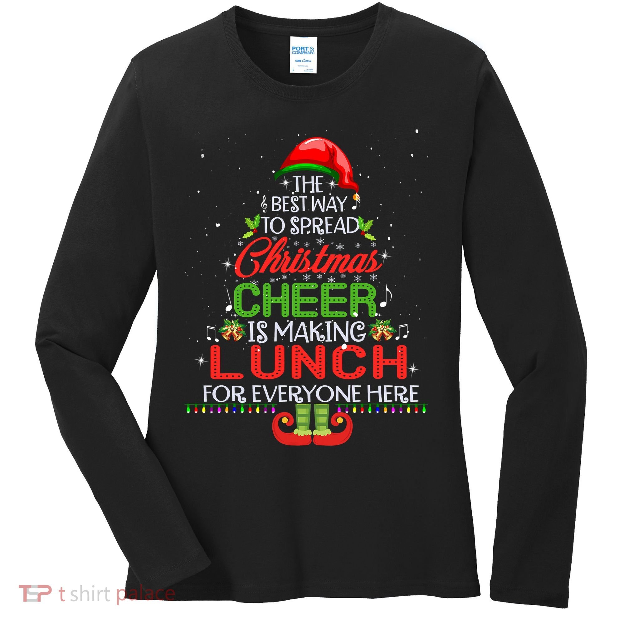 Lunch Lady Christmas Gift Elf Christmas Cheer Xmas Happy Women's Long Sleeve Shirt