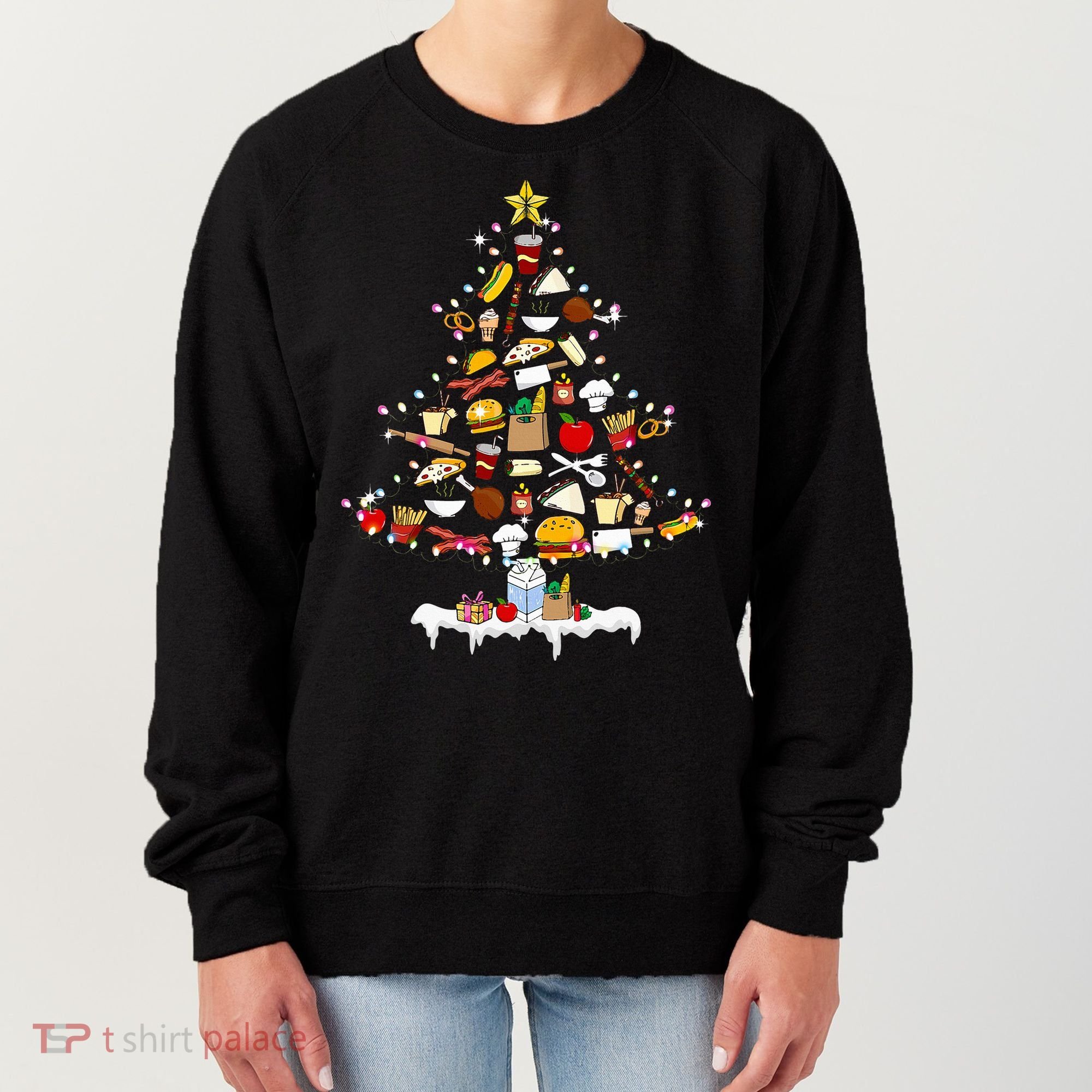 Lunch Lady Christmas Tree Merry Christmas Cafeteria Crew Women's Sweatshirt
