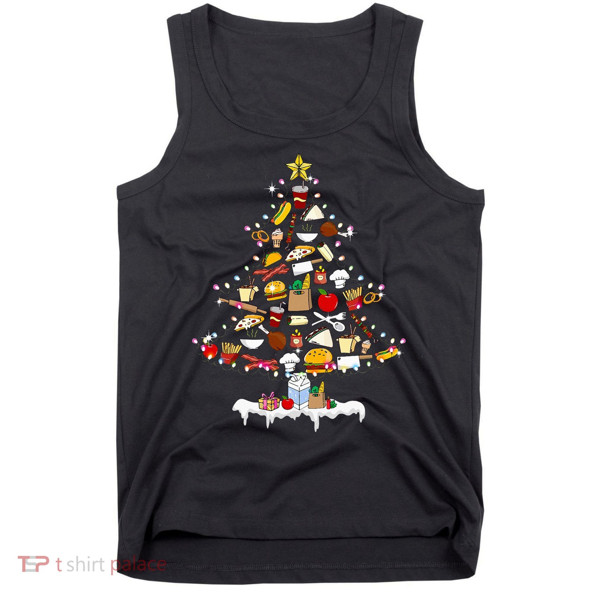 Lunch Lady Christmas Tree Merry Christmas Cafeteria Crew Tank Top