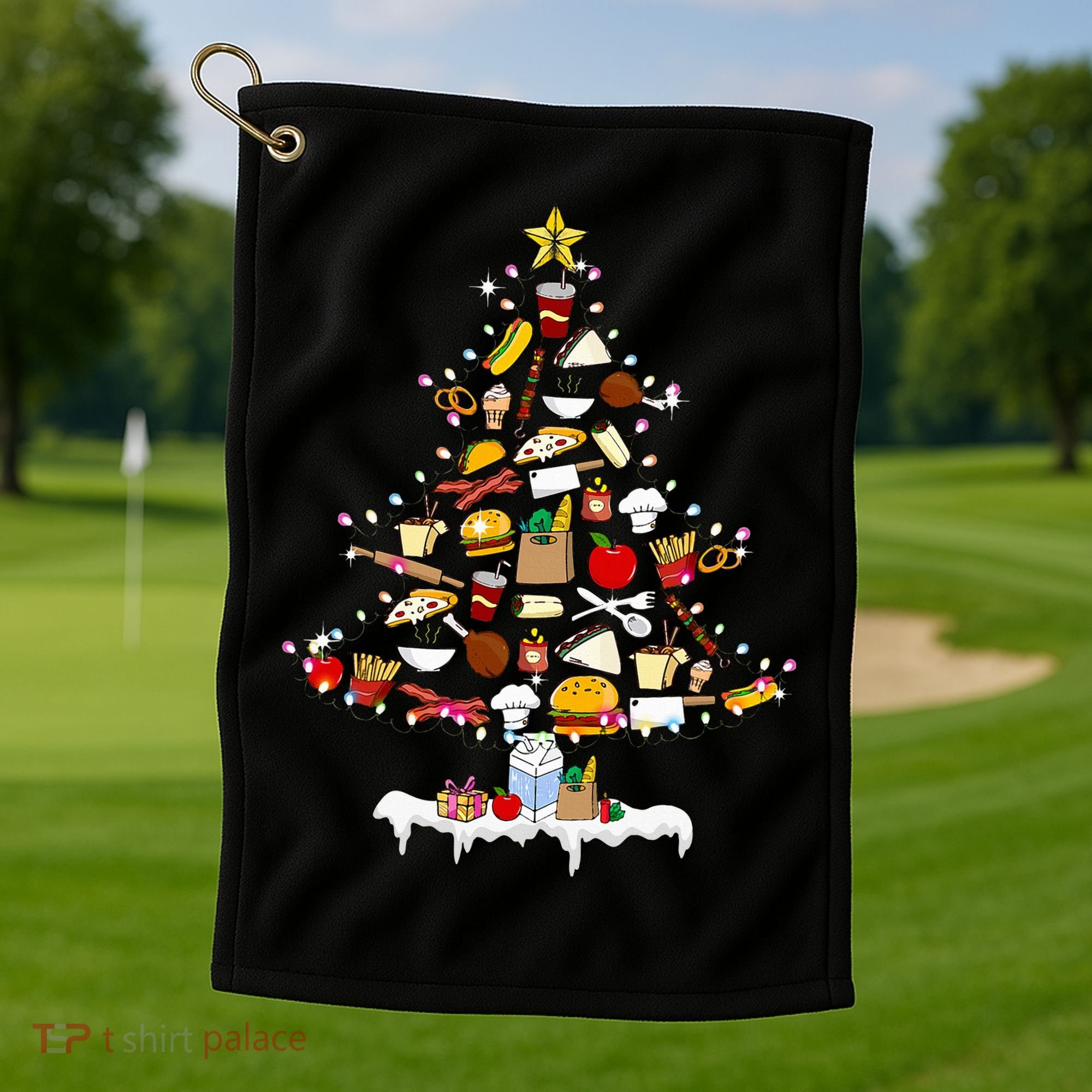 Lunch Lady Christmas Tree Merry Christmas Cafeteria Crew Golf Towel