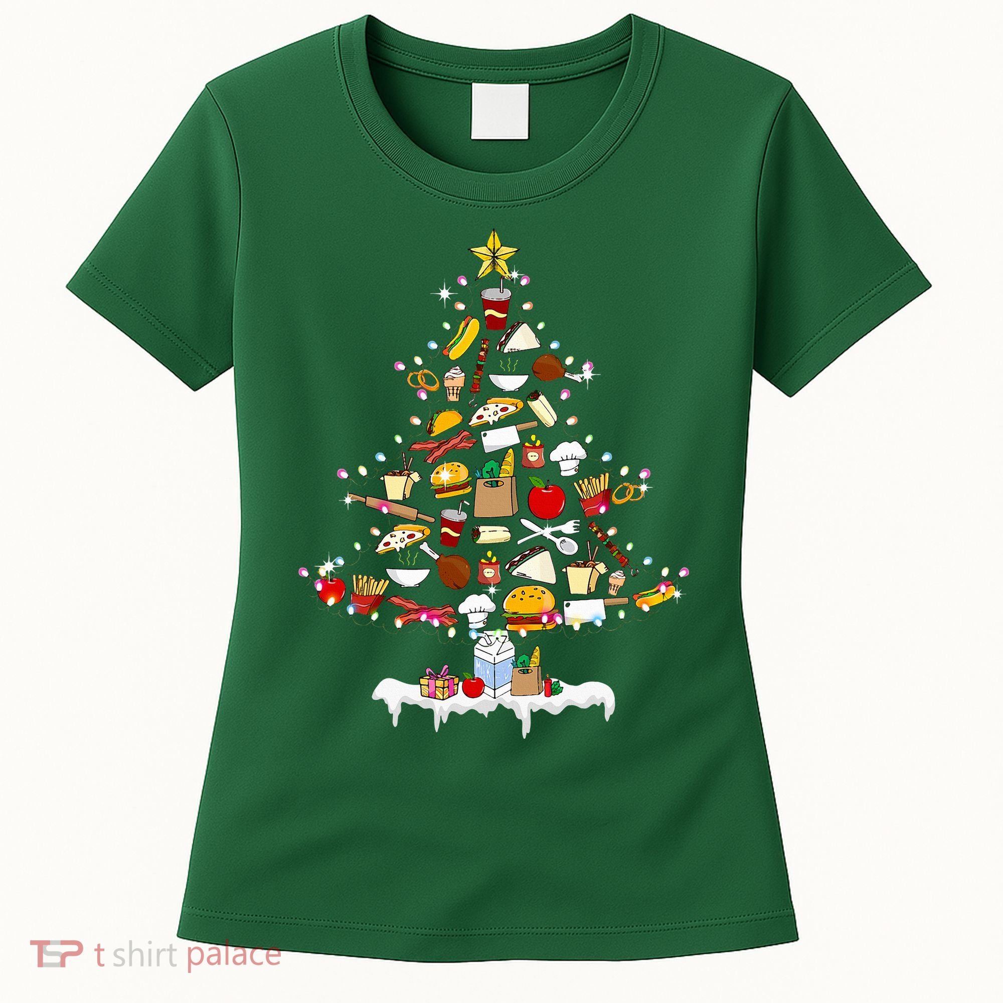 Lunch Lady Christmas Tree Merry Christmas Cafeteria Crew Women's T-Shirt