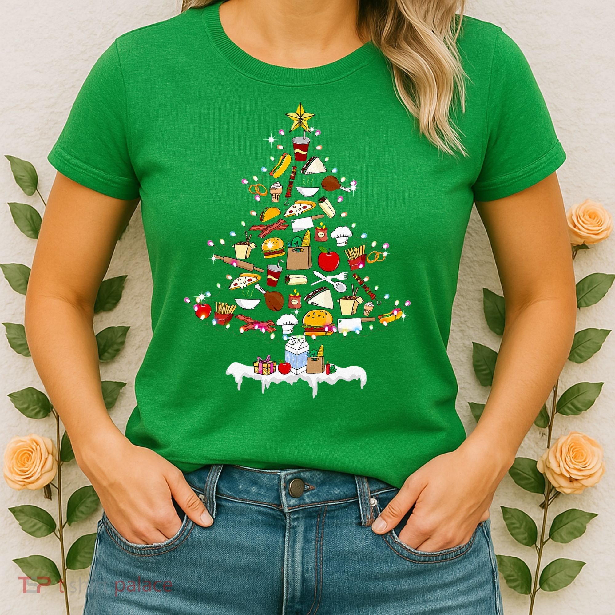 Lunch Lady Christmas Tree Merry Christmas Cafeteria Crew Women's T-Shirt