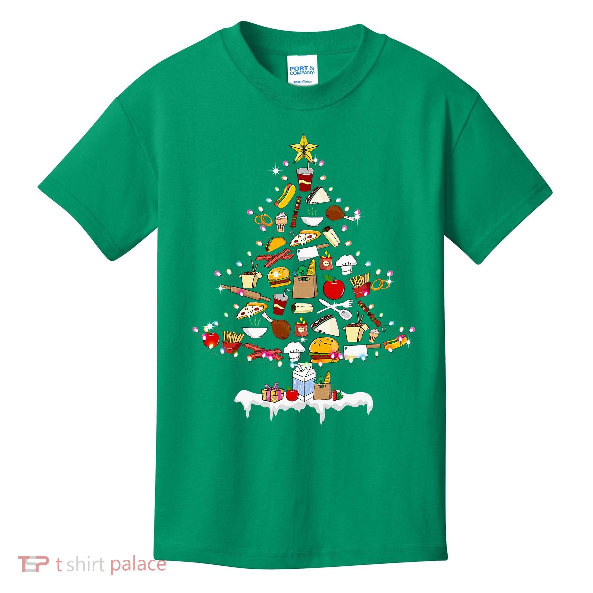 Lunch Lady Christmas Tree Merry Christmas Cafeteria Crew Kids T-Shirt