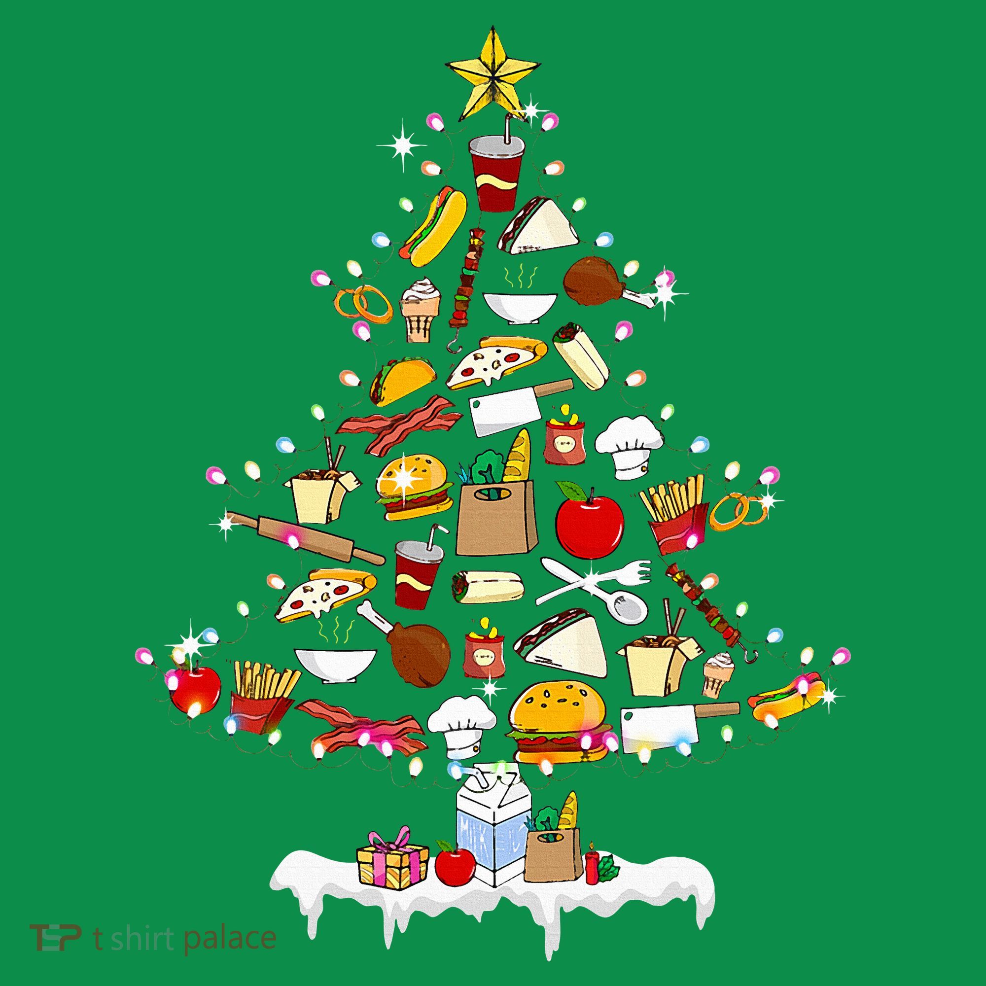 Lunch Lady Christmas Tree Merry Christmas Cafeteria Crew Kids T-Shirt