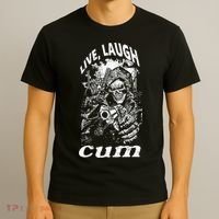 Live Laugh Cum Reaper Funny Vintage Goth Emo Gag T-Shirt thumb 3