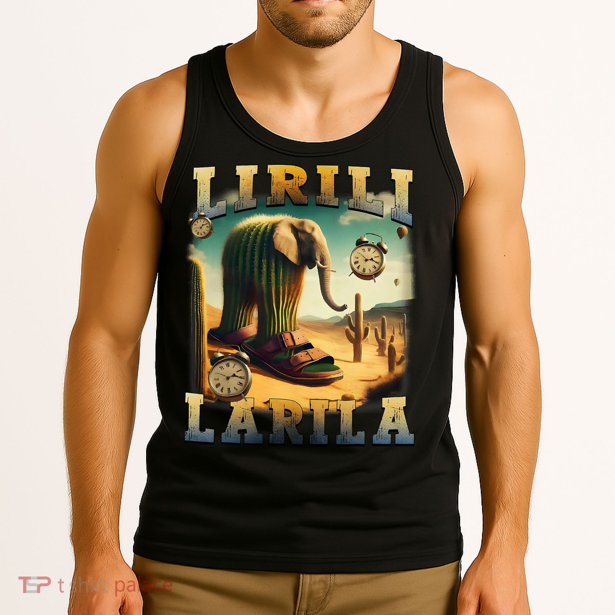 Lirili Larila Funny Italian Brainrot Meme Cactus Elephant Tank Top