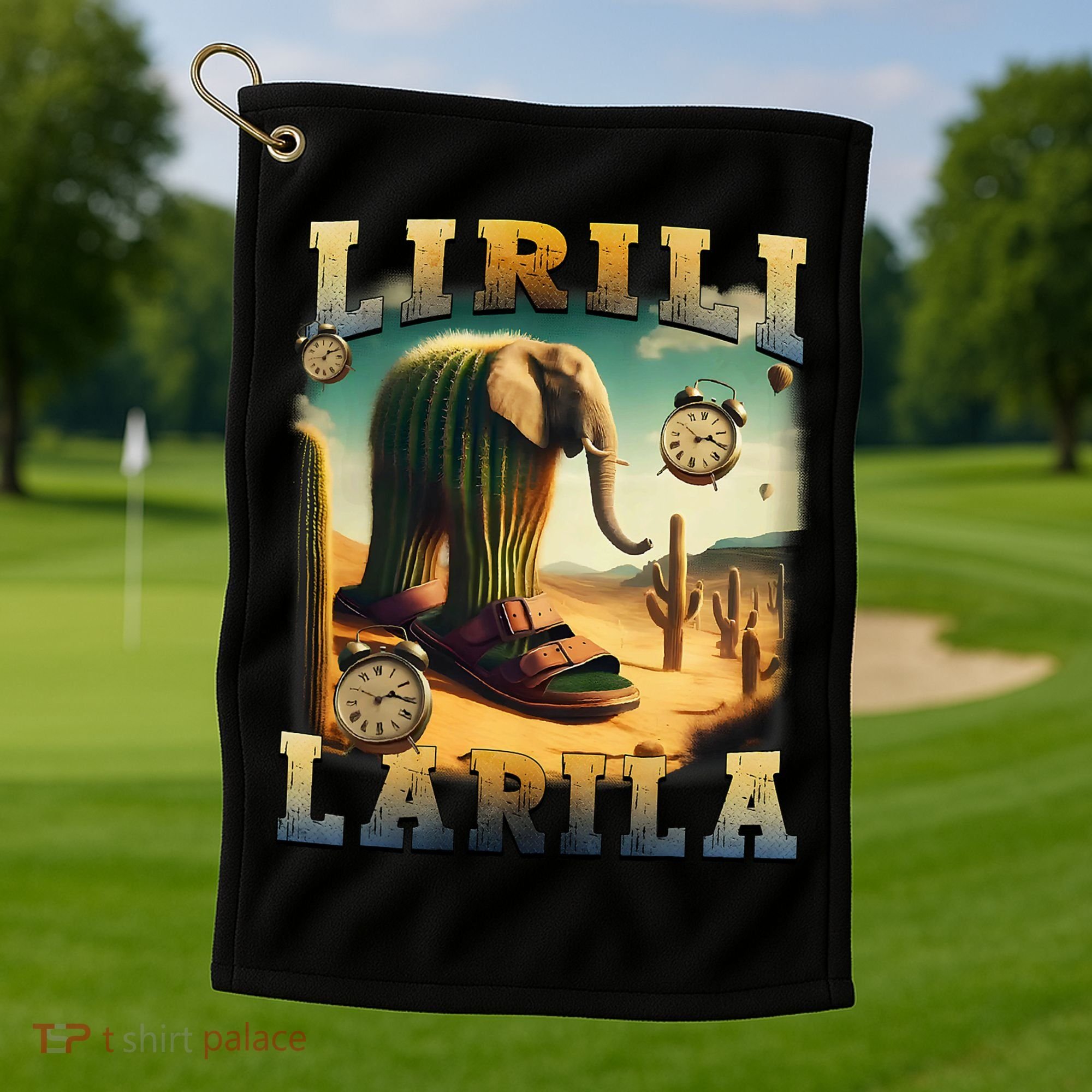 Lirili Larila Funny Italian Brainrot Meme Cactus Elephant Golf Towel