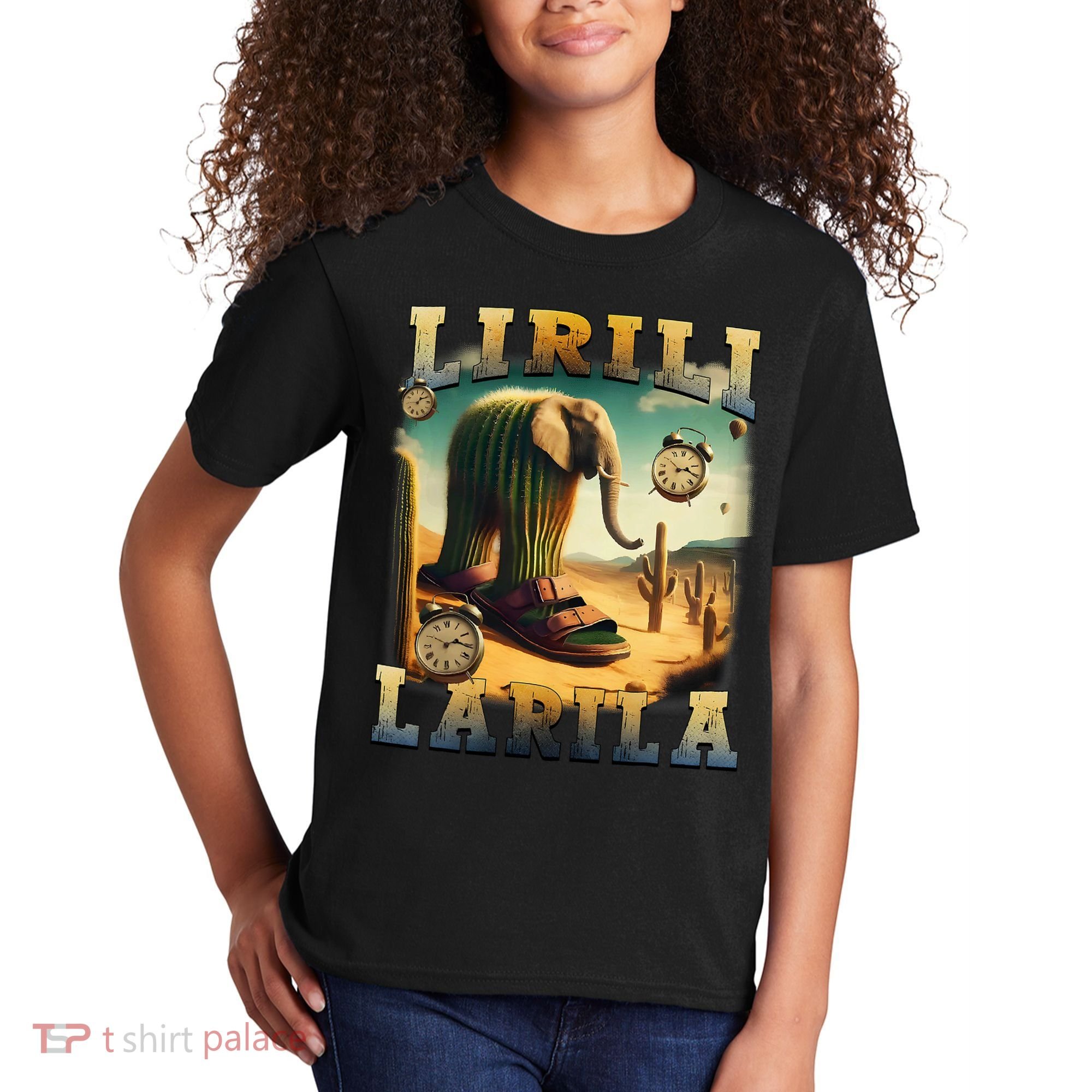 Lirili Larila Funny Italian Brainrot Meme Cactus Elephant Kids T-Shirt