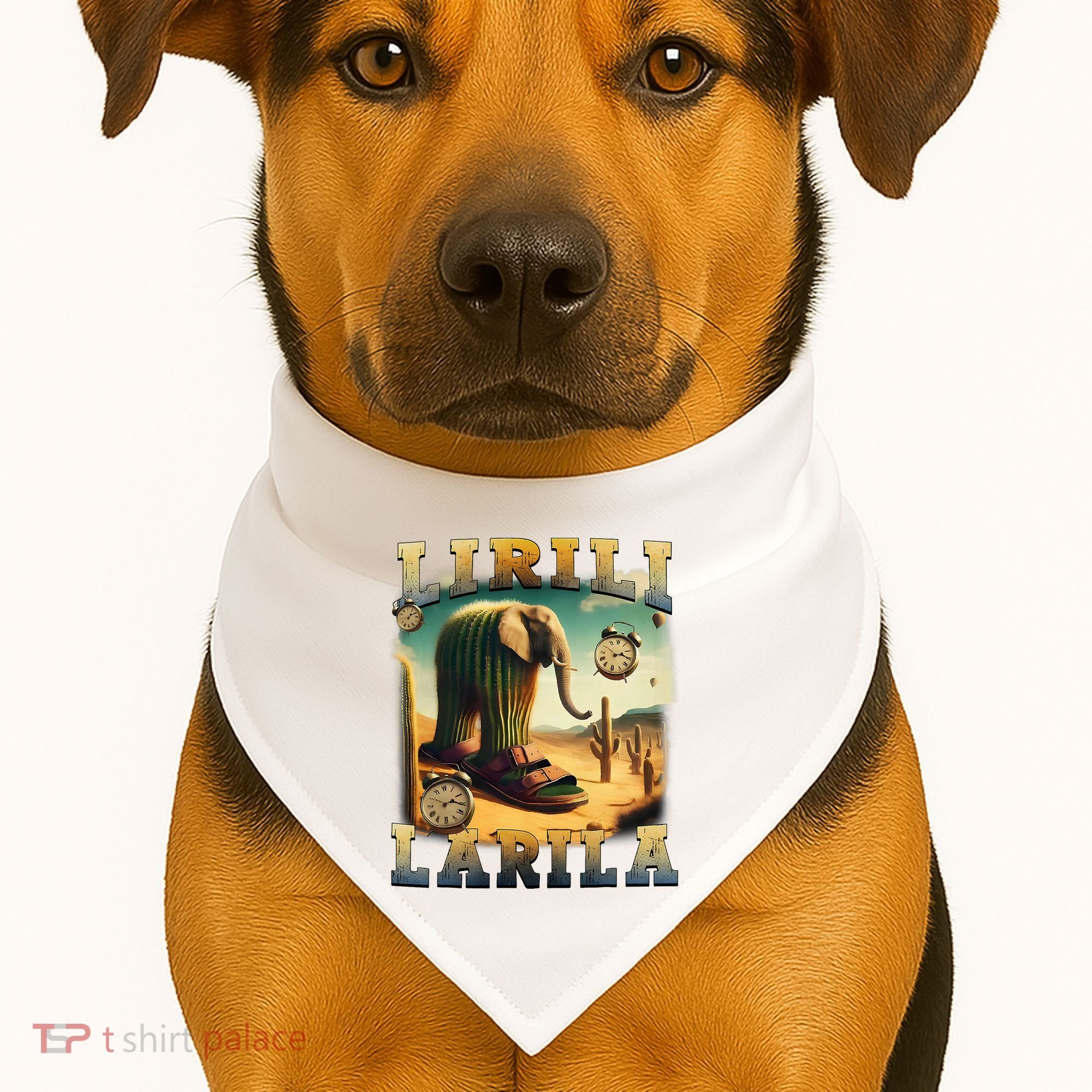 Lirili Larila Funny Italian Brainrot Meme Cactus Elephant  USA-Made Doggie Bandana