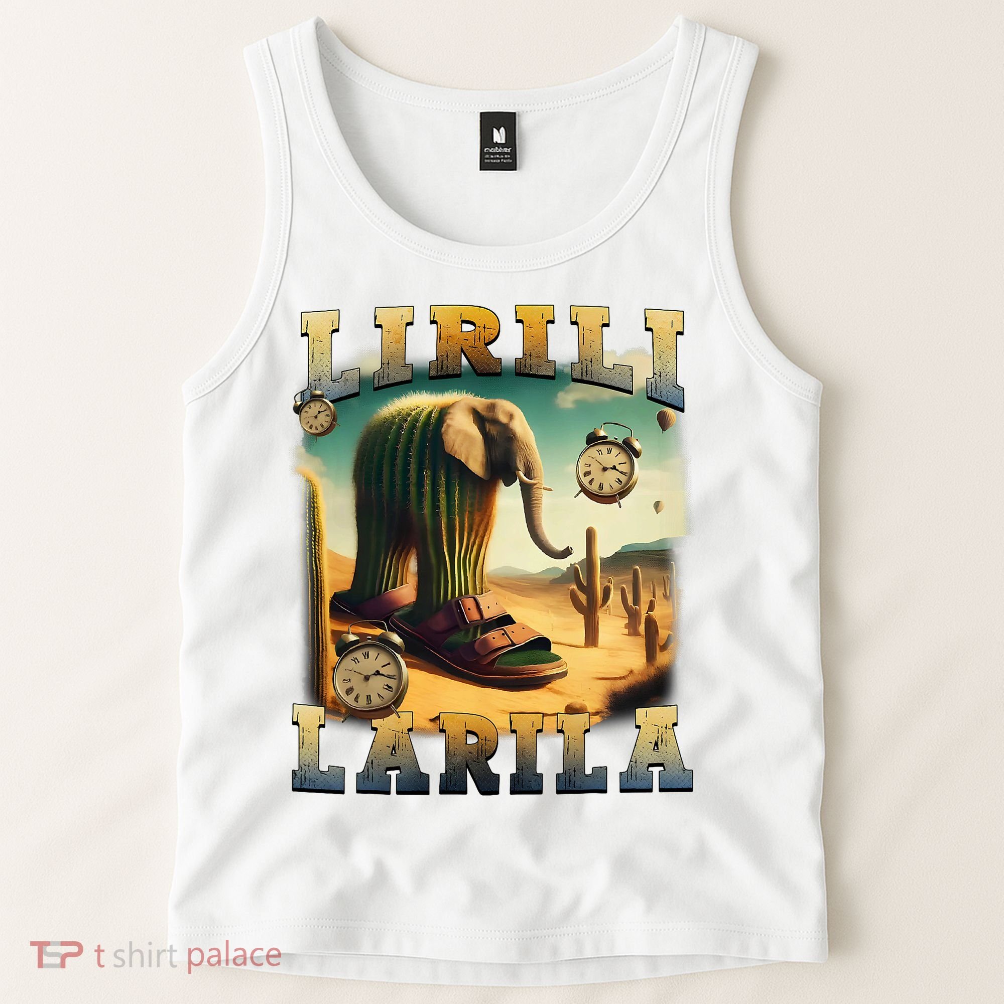 Lirili Larila Funny Italian Brainrot Meme Cactus Elephant  Tank Top