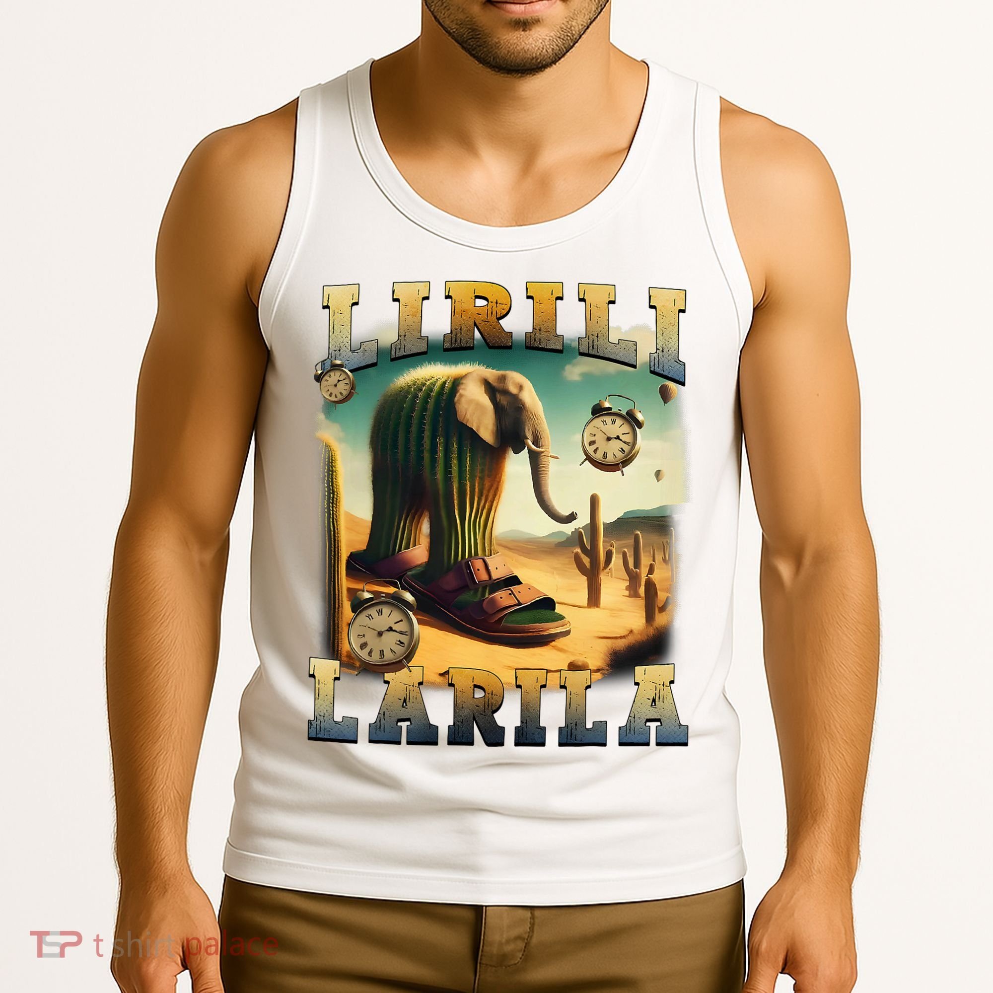 Lirili Larila Funny Italian Brainrot Meme Cactus Elephant  Tank Top